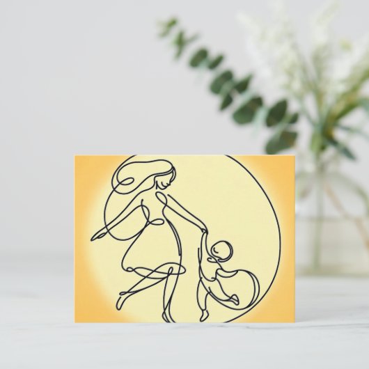 Minimalistische moeder en kind dansen feestdagenkaart (Staand voorkant)