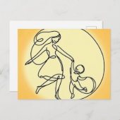 Minimalistische moeder en kind dansen feestdagenkaart (Voorkant / Achterkant)