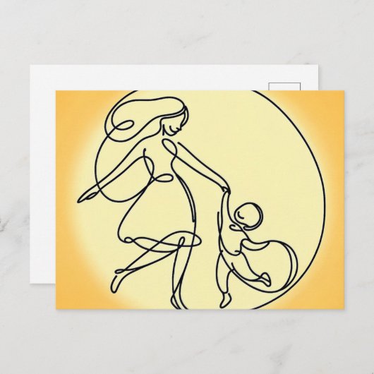 Minimalistische moeder en kind dansen feestdagenkaart (Voorkant / Achterkant)