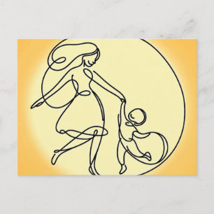 Minimalistische moeder en kind dansen feestdagenkaart