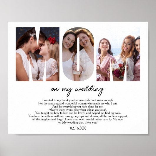 Minimalistische moeder op mijn bruiloft moeder van poster (Voorkant)