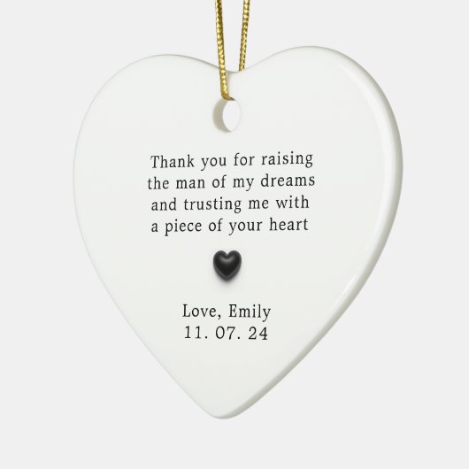 Minimalistische moeder van de bruidegom cadeau van keramisch ornament (Links)