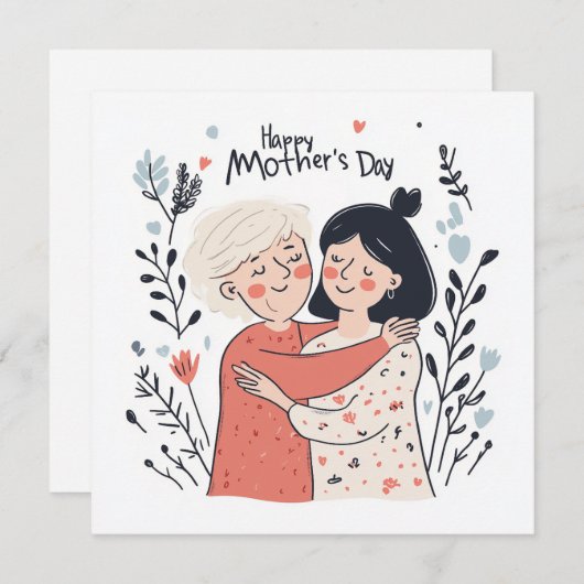 Minimalistische Moederdagkaart Feestdagenkaart (Voorkant / Achterkant)