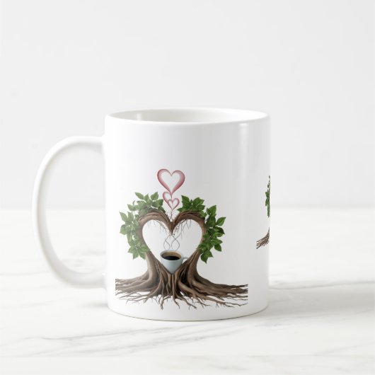 Minimalistische Mok met Hart van Boomwortels (Links)