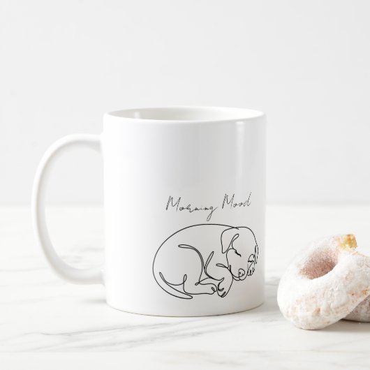 Minimalistische Mok met Slaap Humeur Hond (Met donut)
