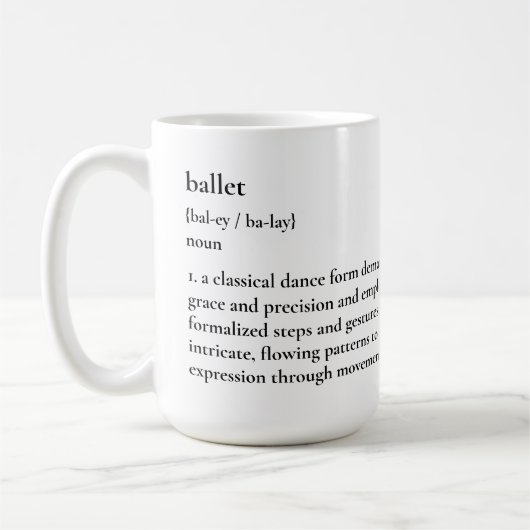 Minimalistische Mok voor balletdefinitie (Links)