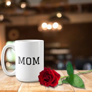 Minimalistische "MOM" Black Typography Plain White Koffiemok