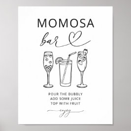 Minimalistische Momosa Bar Baby Shower Feestbord Poster