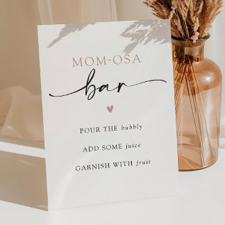 Minimalistische Momosa Bar Bruiloft Cocktail Menu Reclamebord Met Voetstuk