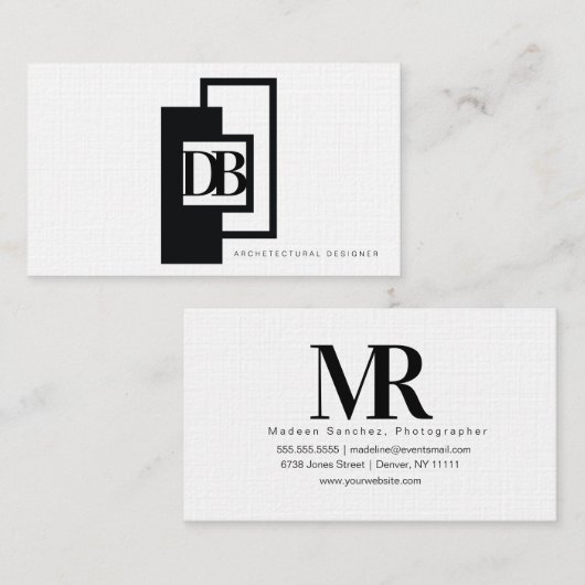 Minimalistische Monochrome Architectuur Ontwerper Visitekaartje (Voorkant / Achterkant)