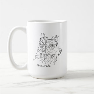 Minimalistische monochrome Border Collie lijnkunst Koffiemok