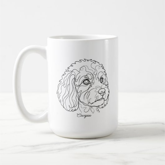 Minimalistische monochrome Cavapoo Cavoodle lijnte Koffiemok (Links)