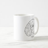Minimalistische monochrome Cavapoo Cavoodle lijnte Koffiemok (Voorkant rechts)