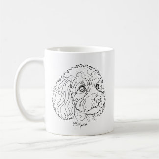 Minimalistische monochrome Cavapoo Cavoodle lijnte Koffiemok