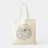 Minimalistische monochrome Cavapoo Cavoodle lijnte Tote Bag (Achterkant)