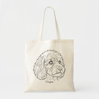 Minimalistische monochrome Cavapoo Cavoodle lijnte Tote Bag