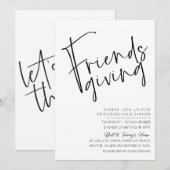 Minimalistische monochrome Friendsgiving uitnodigi Kaart (Voorkant / Achterkant)