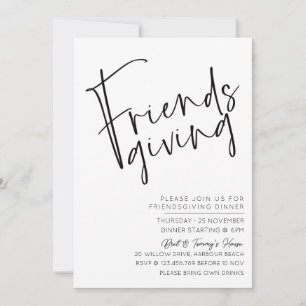 Minimalistische monochrome Friendsgiving uitnodigi Kaart
