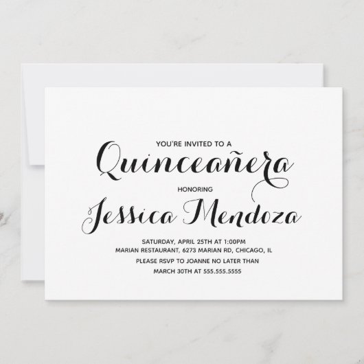 Minimalistische monochrome gouden Quinceañera Swee Kaart (Voorkant)