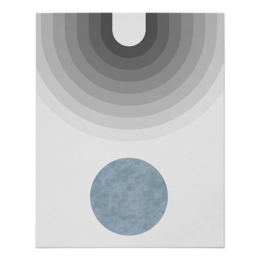 Minimalistische monochrome gradiënt met blauwe cir perfect poster (Voorkant)