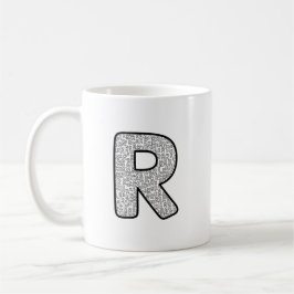 Minimalistische monochrome letter R kunst mok