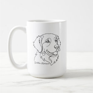 Minimalistische monochrome lijntekening van een Go Koffiemok