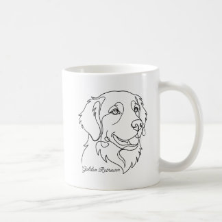 Minimalistische monochrome lijntekening van een Go Koffiemok