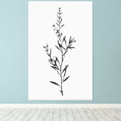 Minimalistische monochrome rozemarijn springschets canvas afdruk (Insitu (Houten vloer))