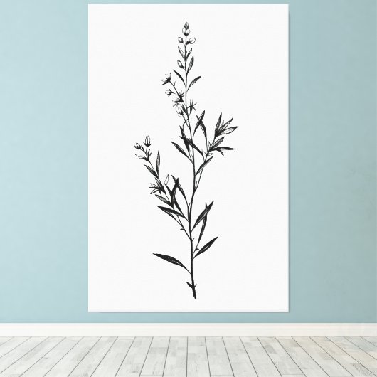 Minimalistische monochrome rozemarijn springschets canvas afdruk (Insitu (Houten vloer))