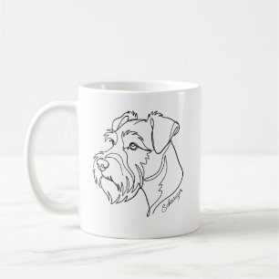 Minimalistische monochrome schnauzer lijnkunst koffiemok
