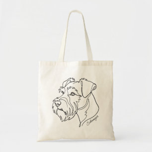 Minimalistische monochrome schnauzer lijnkunst tote bag