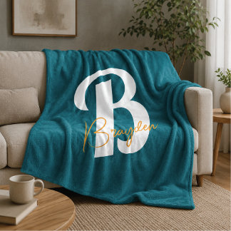 Minimalistische Monogram Aangepaste Naam Vliesdeke Fleece Deken