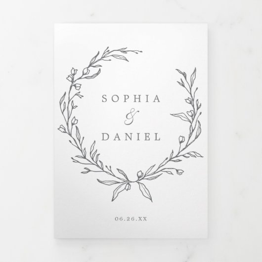 Minimalistische Monogram All-in-One Wedding Invita Drieluik Uitnodiging (Cover)