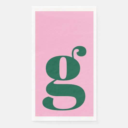 Minimalistische Monogram Beginitiale Vette Roze Gr Servet (Voorkant)