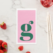 Minimalistische Monogram Beginitiale Vette Roze Gr Servet (Insitu)