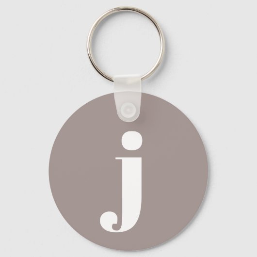 Minimalistische Monogram Beginletter in Taupe Brui Sleutelhanger (Voorkant)
