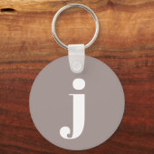 Minimalistische Monogram Beginletter in Taupe Brui Sleutelhanger (Voorkant)