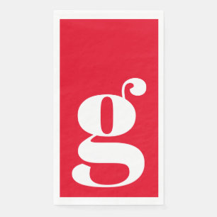 Minimalistische Monogram Beginletter Vet Rode Servet