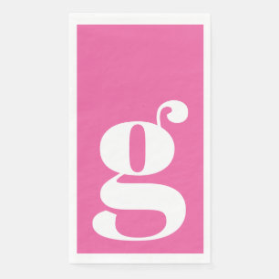 Minimalistische Monogram Beginletter Vet Roze Servet