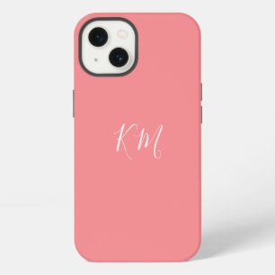 Minimalistische monogram beginletters roze telefoo iPhone 13 hoesje