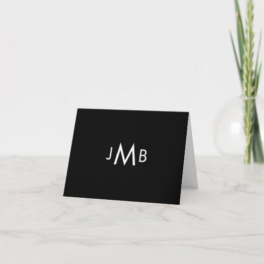 Minimalistische Monogram Beginletters Zwart & Wit Notitiekaartje (Voorkant)