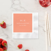 Minimalistische Monogram Bruiloft Koraal Peach Coc Servet (Insitu)