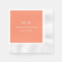 Minimalistische Monogram Bruiloft Koraal Peach Coc