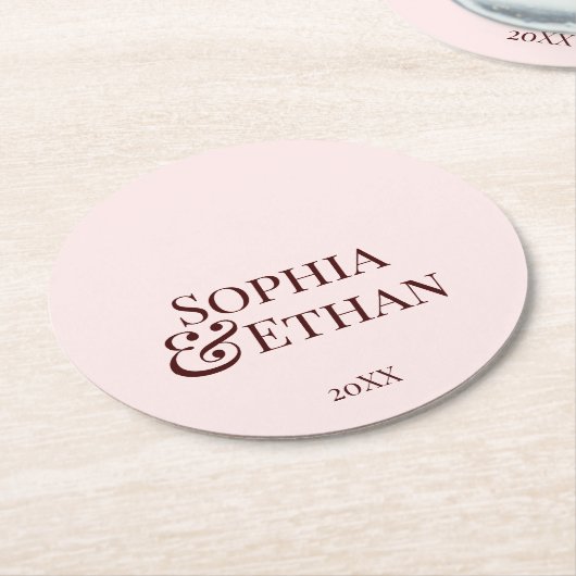 Minimalistische monogram bruiloft Onderzetters (Gebogen)