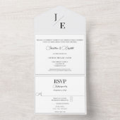 Minimalistische monogram bruiloft | Wit All In One Uitnodiging (Binnen)