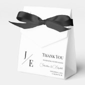 Minimalistische monogram bruiloft | Wit Bedankdoosjes (Voorkant Zijde)