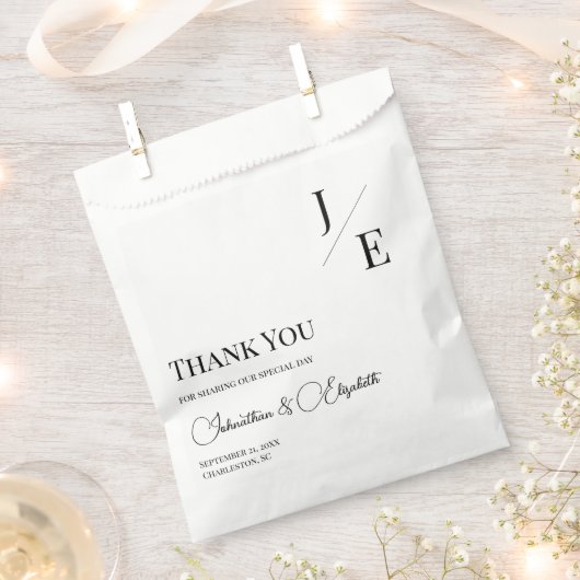 Minimalistische monogram bruiloft | Wit Bedankzakje (Geknipt)