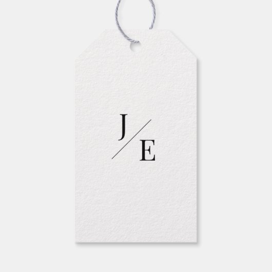 Minimalistische monogram bruiloft | Wit Cadeaulabel (Achterkant)