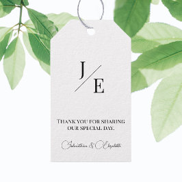 Minimalistische monogram bruiloft | Wit Cadeaulabel