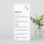 Minimalistische monogram bruiloft | Wit Menu (Staand voorkant)